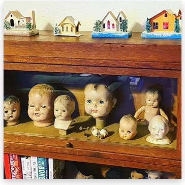 Doll heads shelf