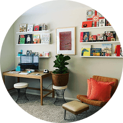 Reading nook with bookshelves