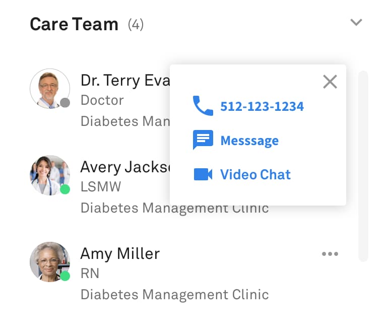 athenaWell Care Team section — testers were drawn to the video chat option