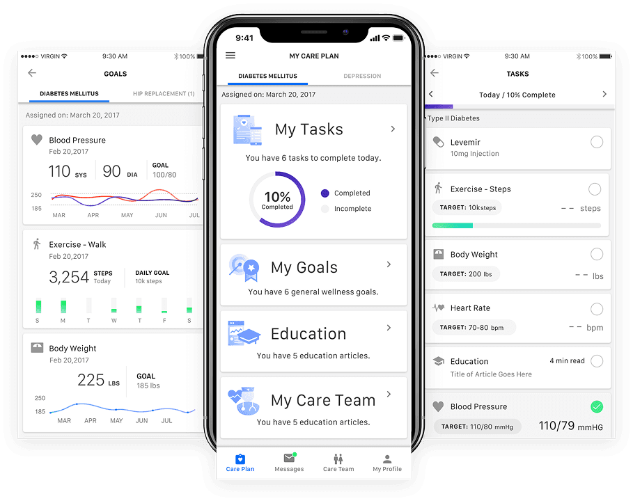 The athenaWell patient app: goals, the daily care plan, and the task list