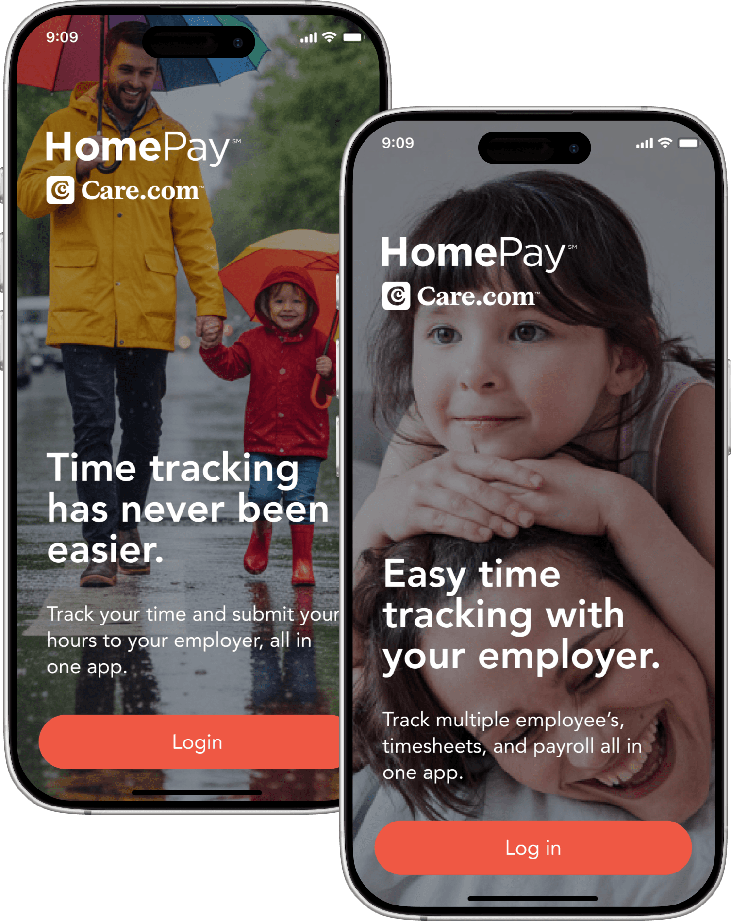 HomePay employee and employer apps, side by side