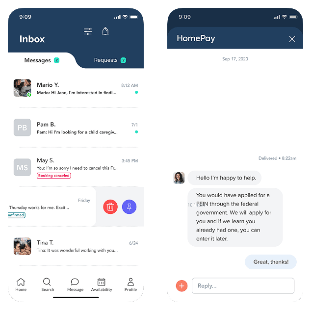 Secure messaging — inbox and conversation