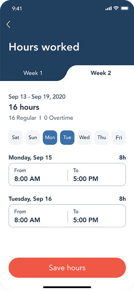 Hours worked — weekly view