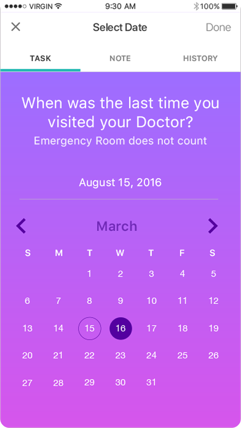 Select Date — last doctor visit