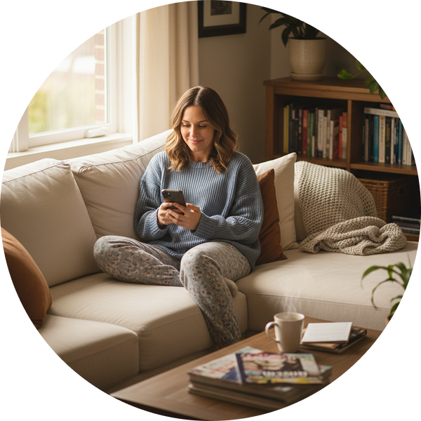 A patient using the portal from home