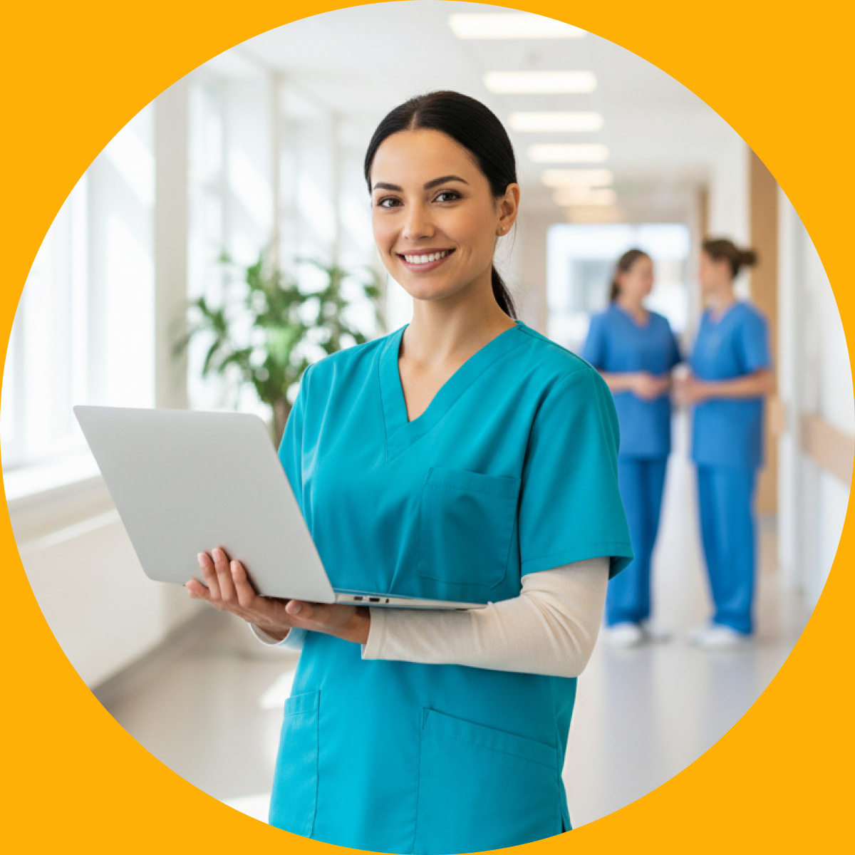 Clinician using the authorization portal on a laptop