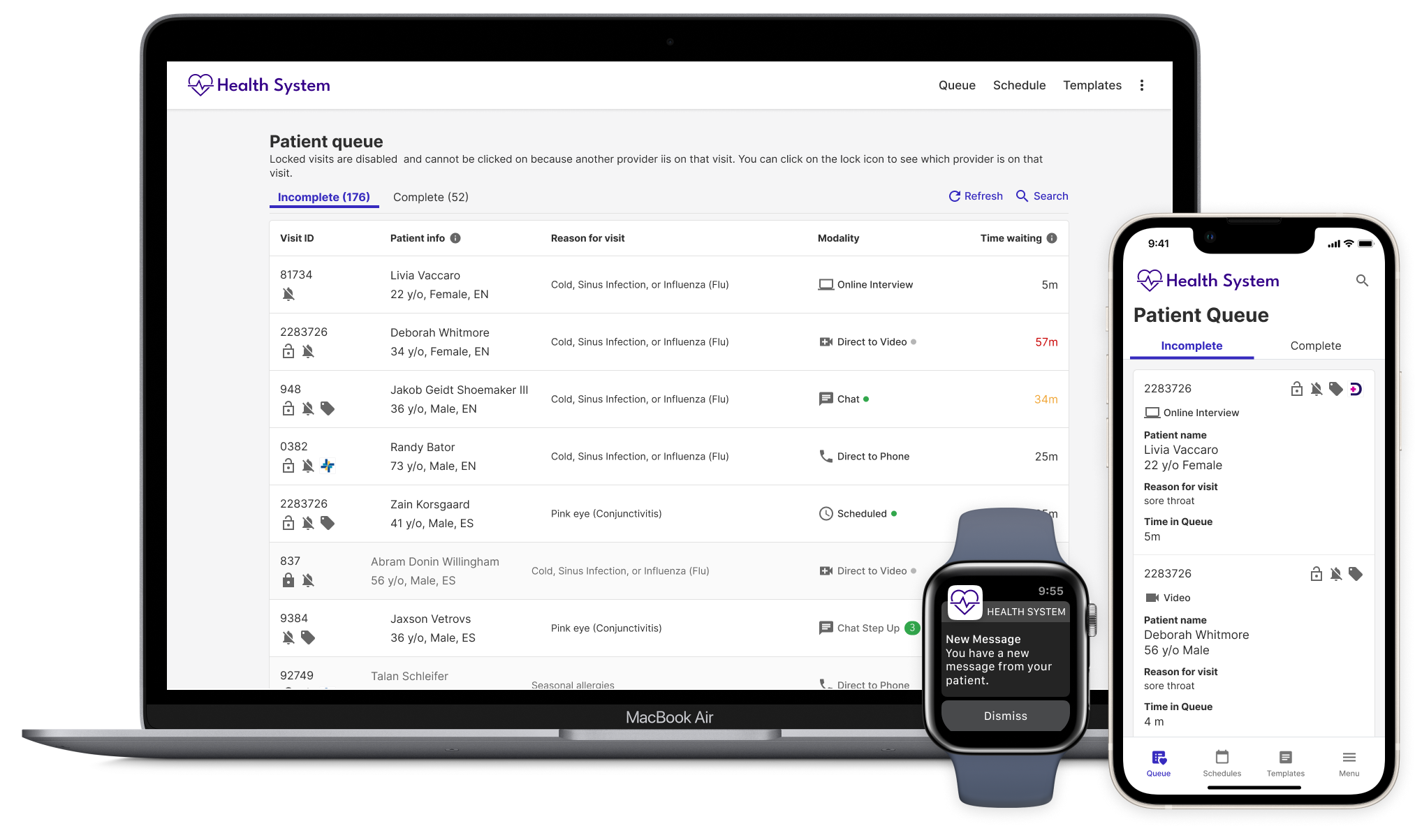DocSquad provider desktop, native app, and watch