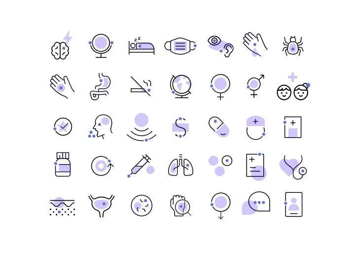 Custom illustration and icon set for the DocSquad design system